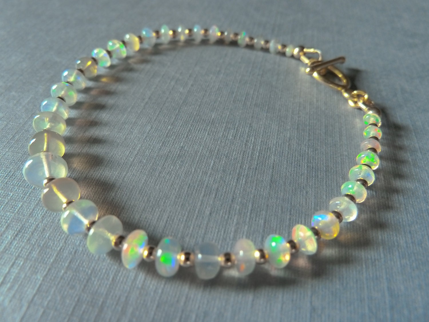 Opal Bracelet Ethiopian Welo Opal and Gold Vermeil Bracelet