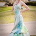 upcycled hand-dyed white and champagne ruched ruffled wedding gown WITH crinoline FOR CASEY