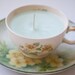 Vintage Scented Tea Cup Candle And Hand Painted Saucer, Mismatched China Collection