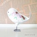 Claudia - Vintage Whimsical Floral Embroidered White Linen Cake Topper Bird, Aqua Pink Gold Green, Soft Sculpture Textile, Nursery Decor