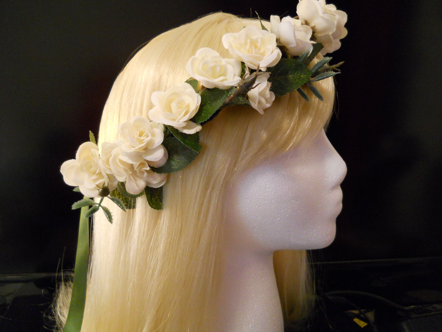 Flower Crown Wreath White Rose Wedding White Flower Girl Boho