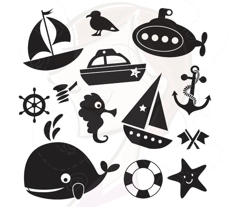 Items similar to Digital Clip Art Nautical Sea Design 