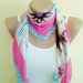 unique cheesecloth, beaded lace, pink and blue shawl,stylish accessory,thin scarf.