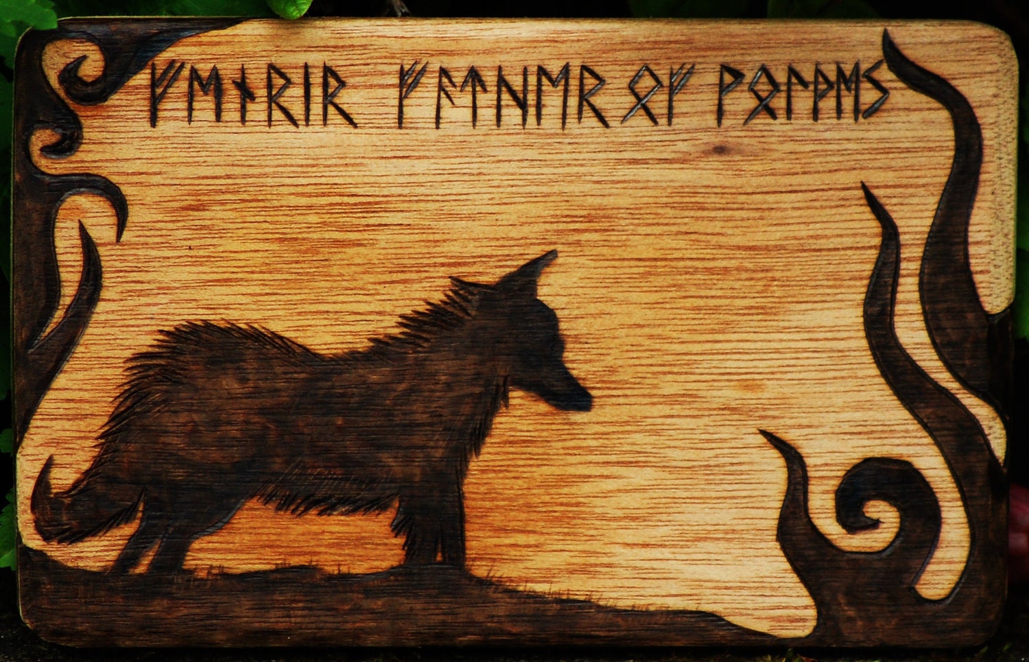 FENRIR Wolf Futhark Rune Wood Burning.