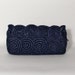 Navy Blue Woven Raffia Clutch, women's vintage handbags 1960s - 1970s