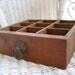 Beautiful Antique Wood Divided Drawer With Brass Ring Pull