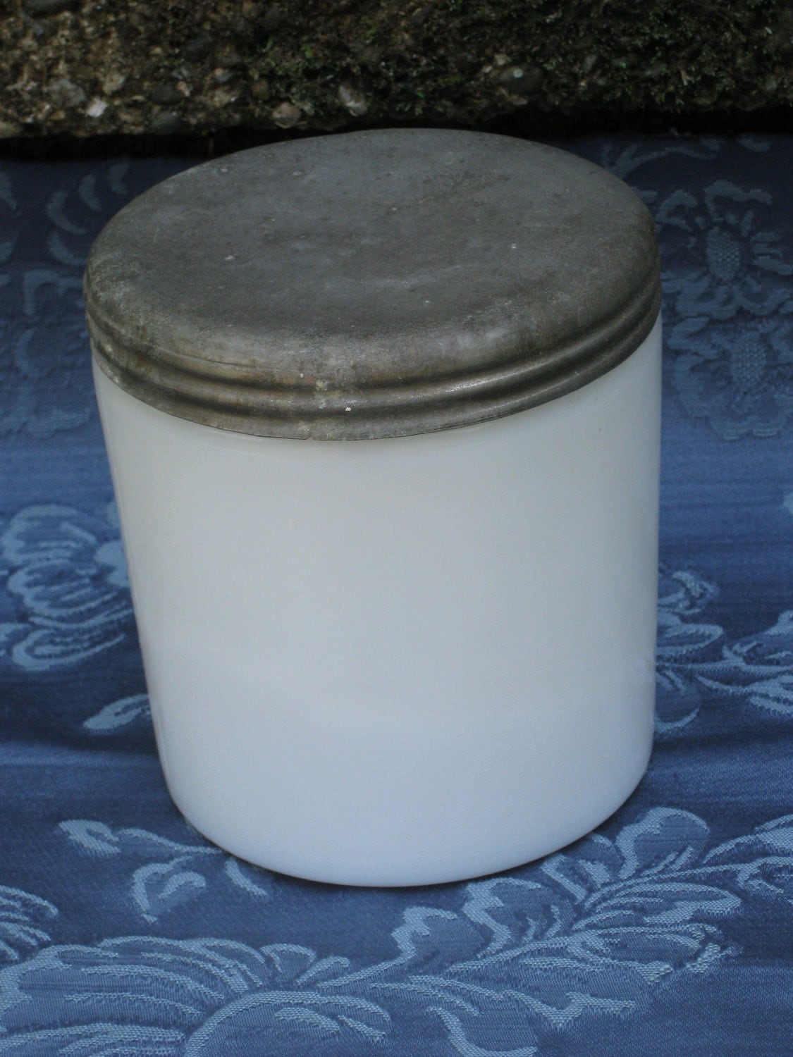 Antique Hazel Atlas Milk Glass Jar With Metal Lid Rare Extra