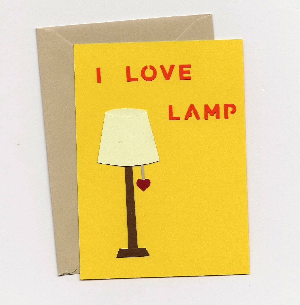 Valentines Day card I Love Lamp by SEEYALUVYA on Etsy