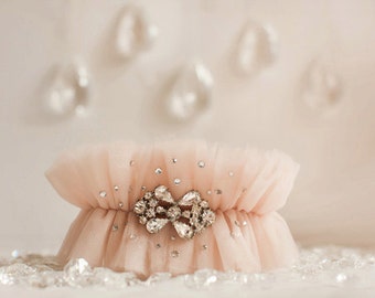 No.1, Vintage Garter, Wedding Garter Set, Tulle, Rhinestone, Custom Garter, One of a Kind