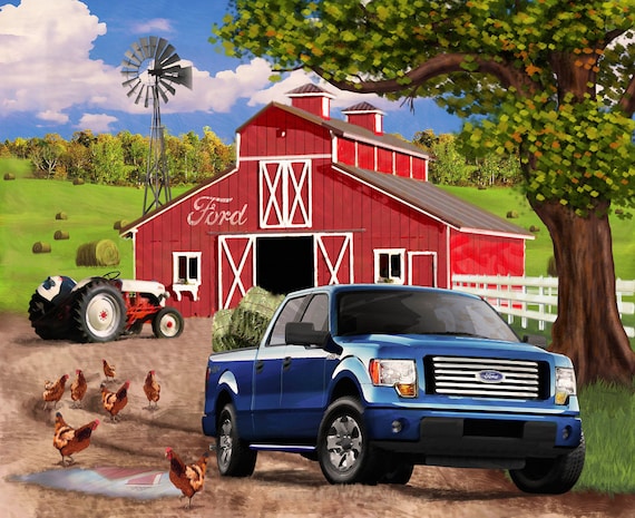 Ford truck quilt fabric #8