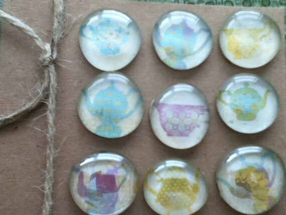 Tea Party Glass Magnets for party favors, jars, and stylish decor. Il_570xn