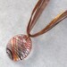 Copper Stripes Necklace- painted glass pendant, ribbon and cord necklace