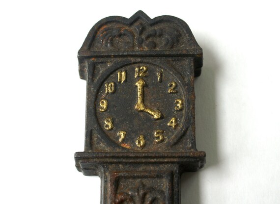 Vintage Cast Iron Grandfather Clock Bank