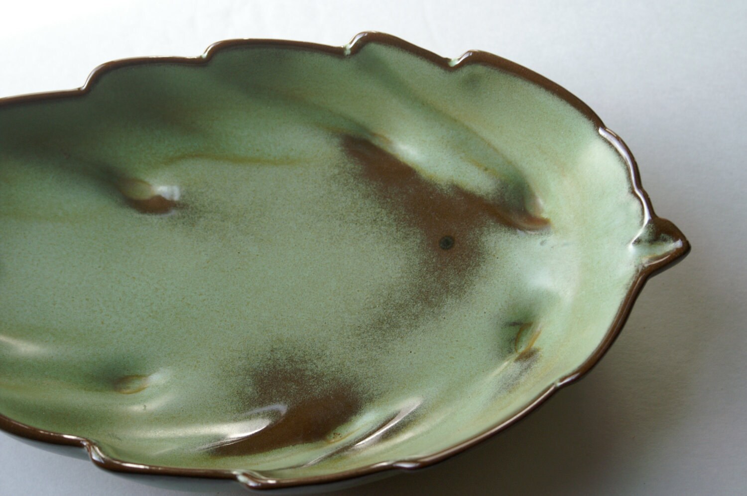 Vintage Frankoma Pottery Leaf Dish