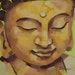 Buddha Face in Shades of Gold, Original Oil Painting, 6 x 6
