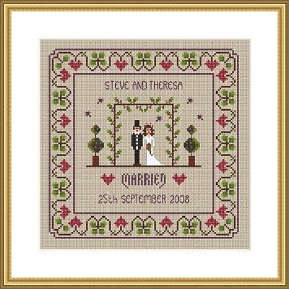 INSTANT DOWNLOAD Wedding Cross Stitch Sampler PDF Chart