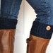 Crochet Boot Cuffs in Navy Blue w/ Button