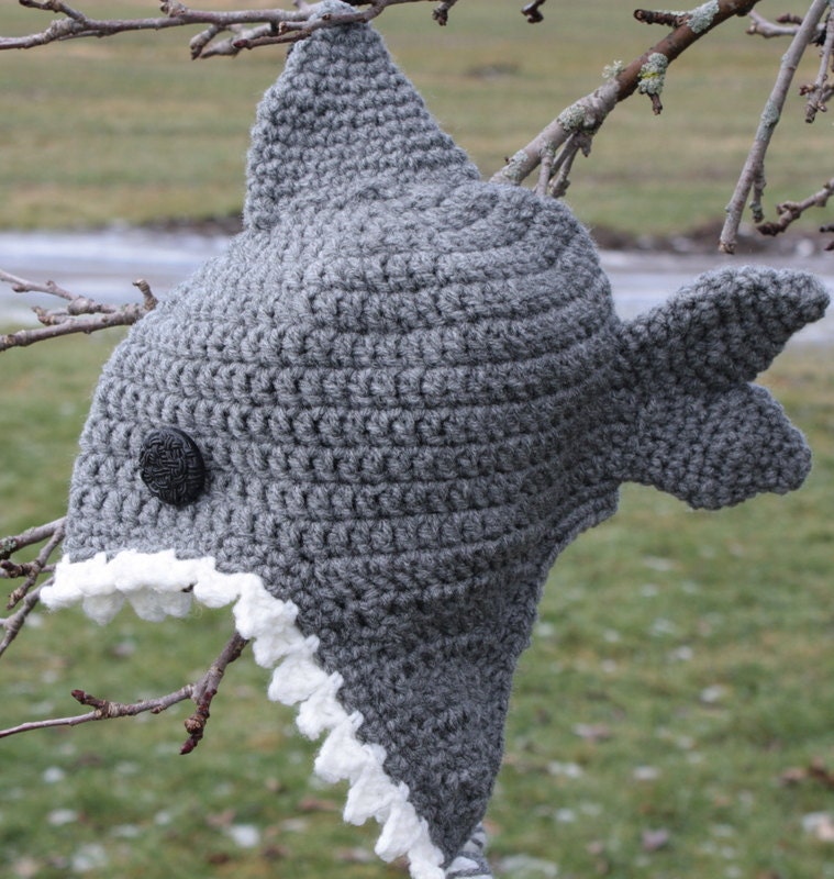 Crochet Shark Hat by chelseygoedecke on Etsy