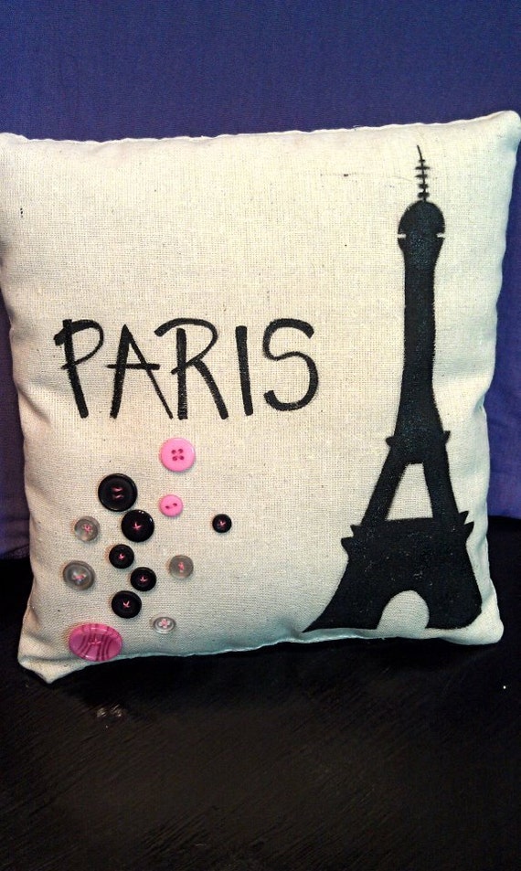 Items similar to Handmade Paris themed pillow. Very cute, 12x14 with