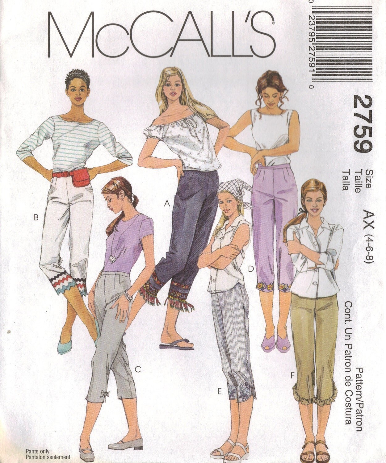 McCall's Sewing Pattern 2759 Misses' Capri Pants