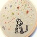Japanese Calligraphy with Hand Embroidered Dalmatian, custom work available - kawaii, dog lovers, kids room, 4 inch hoop, stars