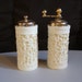 Vintage Carved FRENCH IVORY Pepper GRINDER Salt Shaker Asian Scenes, Acciaio Temperato, Excellent Condition, Made in Italy
