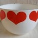 Kaj Franc Finel Arabia Enamel Bowl Red Hearts 8-1/4" dia Finland Vintage Retro