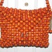 VINTAGE Orange Wooden Bead PURSE WALBORG Japan 1960's Retro Bohemian Tote Rare Unique 1970's