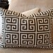 Pillow Cover Brown Greek Key Printed on Cream Lightweight Cotton Duck - 14x18