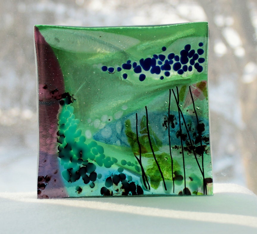 Fused Glass Art Plate The Sea