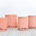 Melon Kitchen Canisters with Black Cursive Type