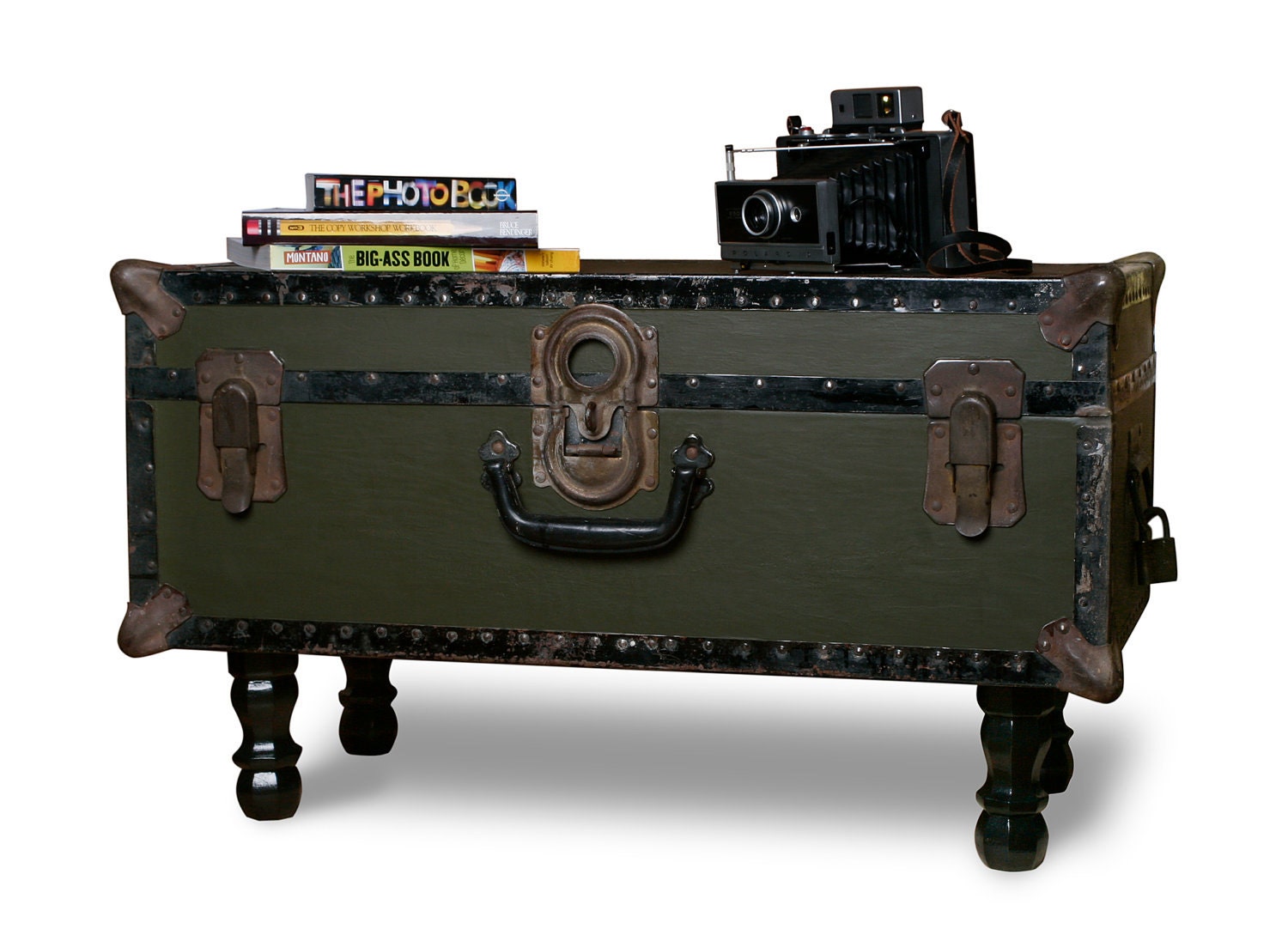 Vintage Army Green Trunk Coffee Table