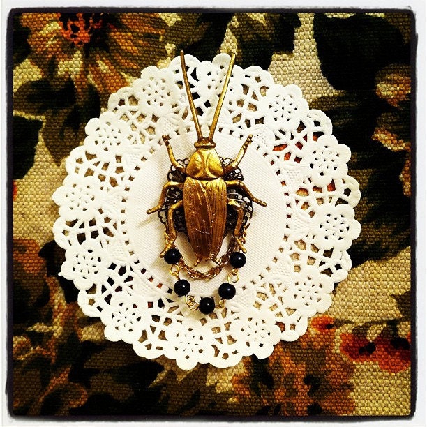 Golden Cockroach Brooch