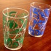 Eames era drinking glasses with atomic print, set of 2