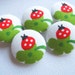 Fabric Buttons, Fabric covered button, Ladybug Red Green Set 5pcs,18mm, woman, summer, spring, cute ,quilt,flower, handmade
