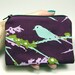 Coin Purse - Aqua Bird on Plum Zipper Pouch / Change Purse padded Gadget Case - Joel Dewberry Sparrows - small camera case