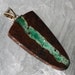 Chrysophrase Jasper Shield Pendant Forest Green Brown 50x21mm