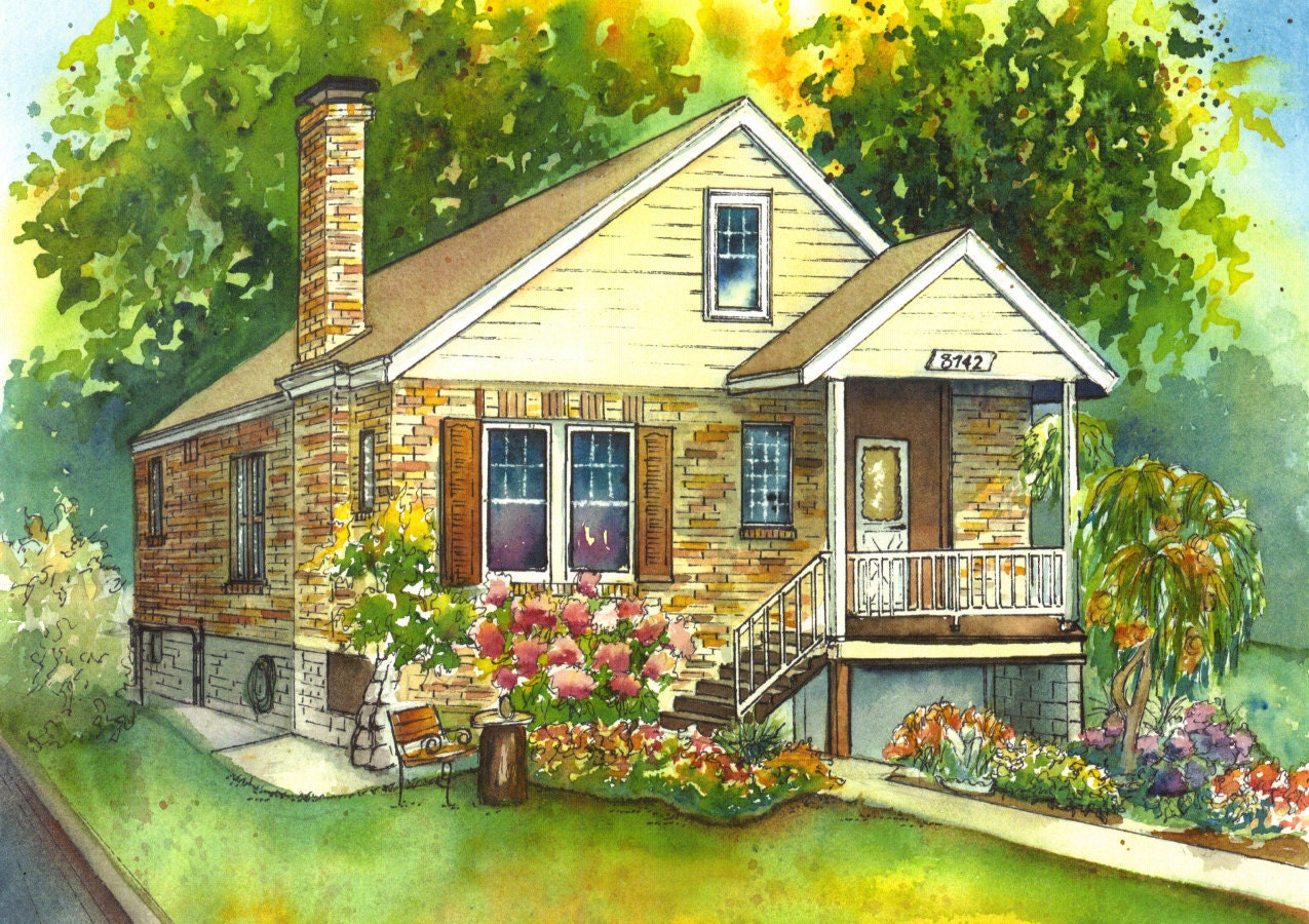 Watercolor House Painting of Your Home Custom Art