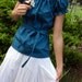 Cute Teal/Turquoise Gathered Blouse with Sash