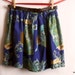 Stretch Skirt Blue Scarf Print Abstract Botanical Vintage Upcycled Handmade