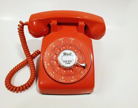 WORKING Orange Rotary Phone 1971 by TheRotaryShoppe on Etsy