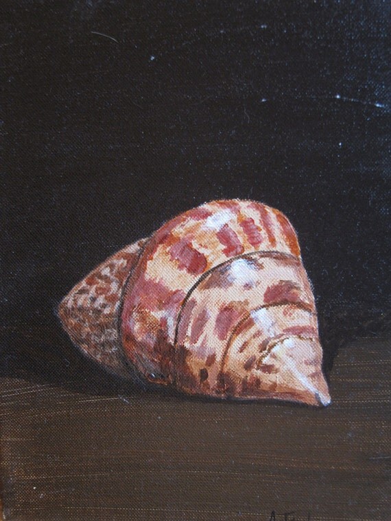 An original acrylic painting of a hermit crab shell 9x12