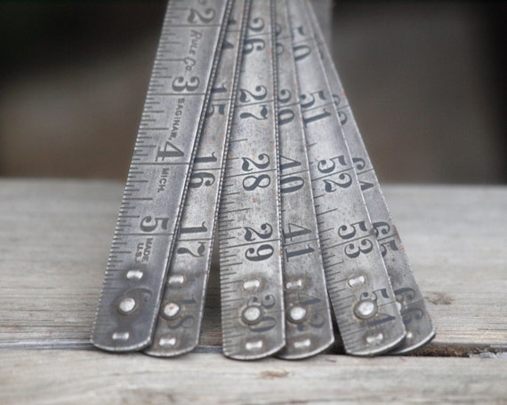 Antique Metal Folding Ruler 6 Foot by CobaltCicada on Etsy