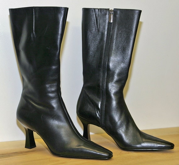Vintage Clothing Black Leather Boots Nine by SeaGlassPrimitives