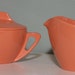 Vintage rare Prolon Ware Set of 2 Creamer and Sugar Fin Shape Handles Marthas Vineyard