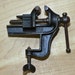 Antique Primitive rare 1800s Vermont Metal Vice with Anvil for Hobby Wood Shop Crafts Jewelry, Metal Shop Clamp on Table
