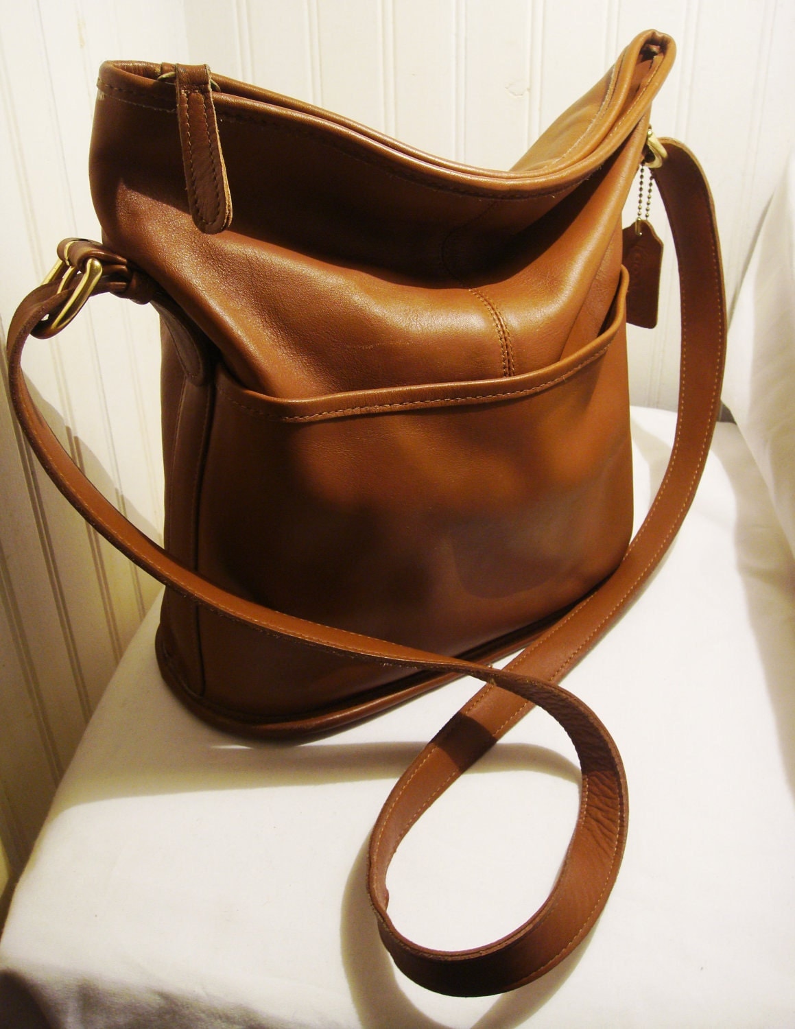 Vintage COACH Leather Bucket Handbag