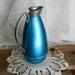 Mid-Century Metallic Blue Glass-Lined Aluminum Carafe with Cork and Aluminum Stopper