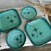 Cute Vintage Lot of Teal Atomic Tin Toy Dishes
