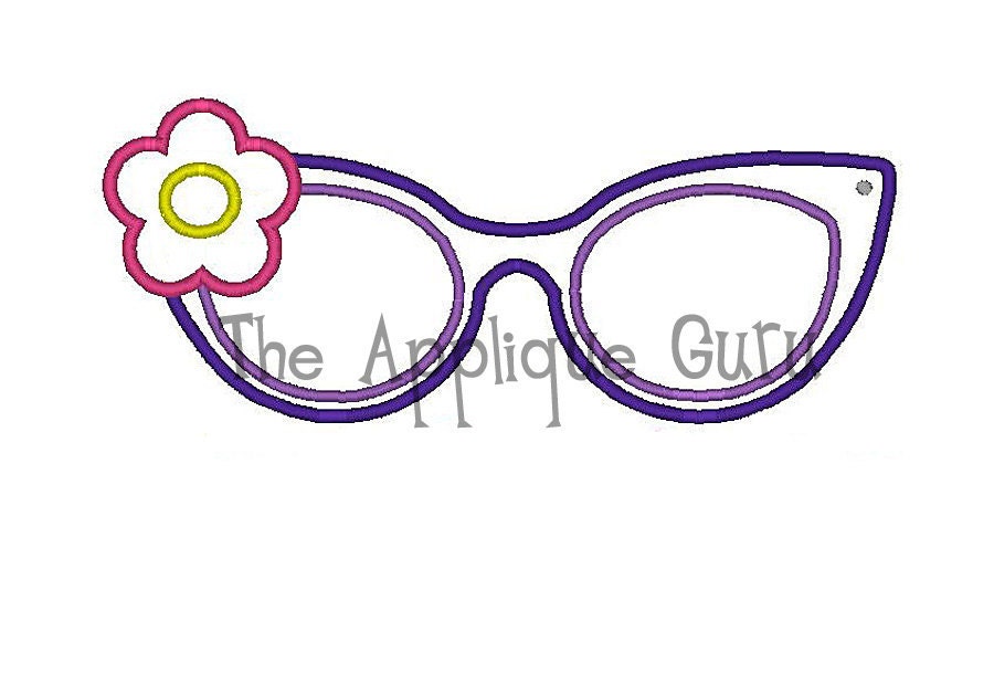Sunglasses Applique Machine Embroidery Design